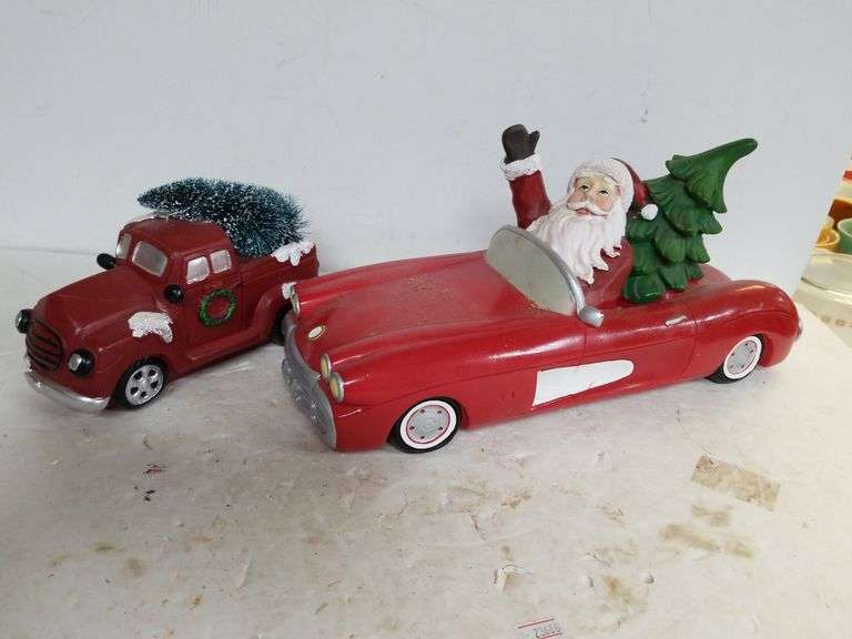 Santa Claus In Red Convertible, Christmas Truck Trice Auctions