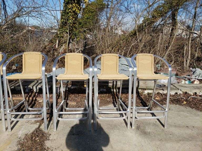 (4) Woven Outdoor Hightop Chairs Matches 6154 Trice Auctions