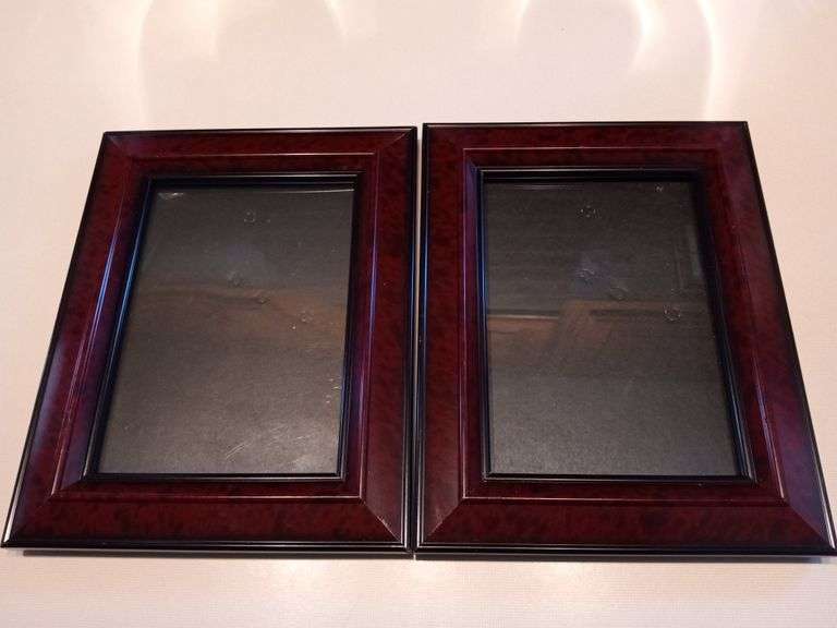 2 Curved Acrylic Picture Frames (8x10) & 2 Dark Wood Picture Frames