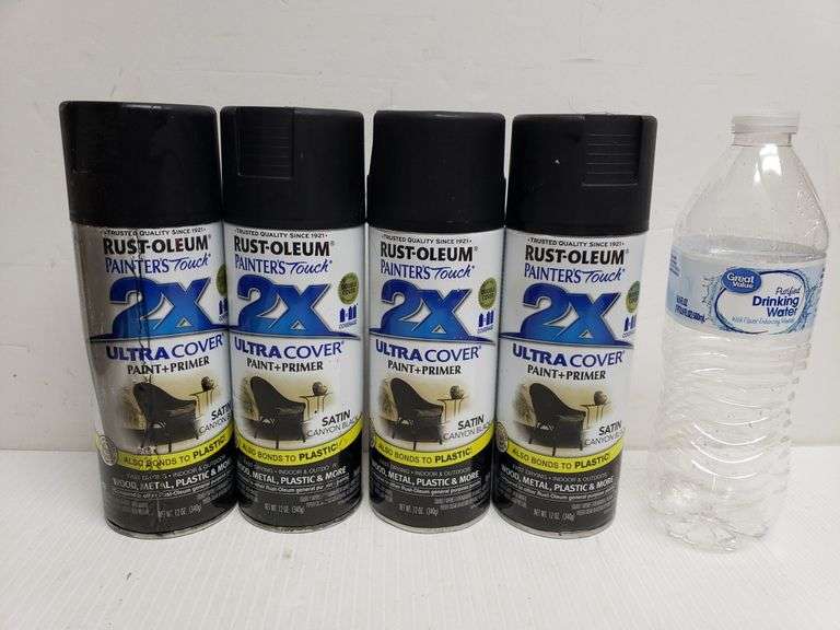 (4) Cans Rustoleum Black Satin Spray Paint - Trice Auctions