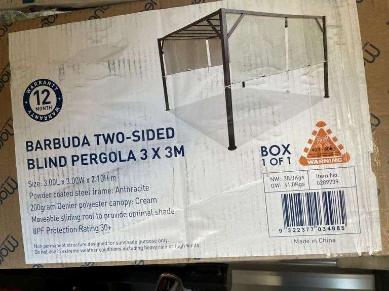 Barbuda TwoSided Blind Pergola 3x3m TVAA Pty Ltd T/A Tomkins Valuers