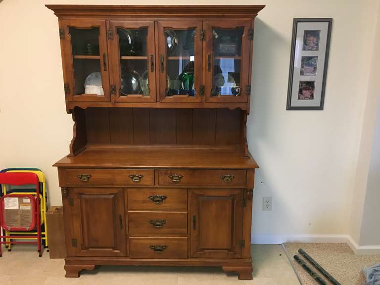 Young republic china hutch, made by tell city chair Company. Wolfe Auction & Realty, LLC