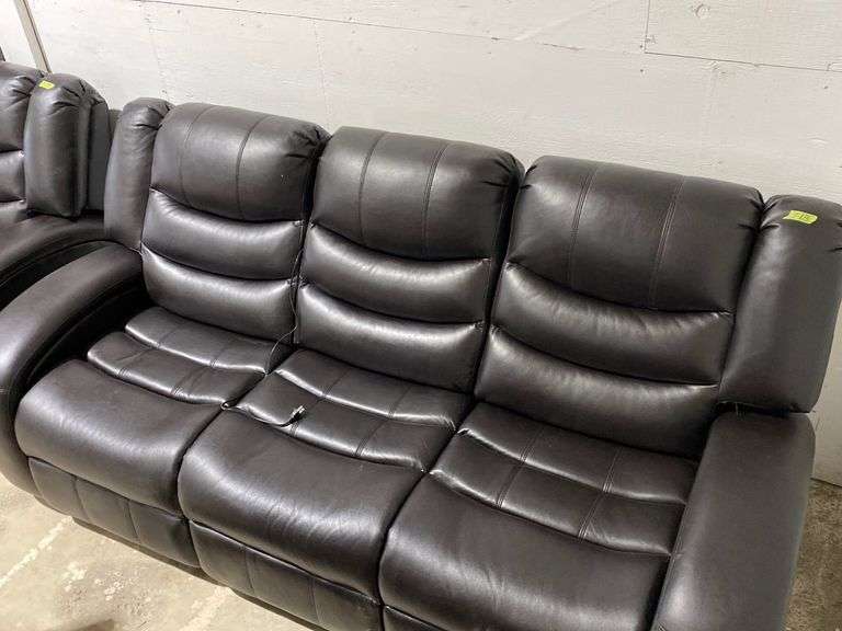 LEGGETT & PLATT HOME THEATRE LEATHER POWER RECLINING COUCH SET Wild