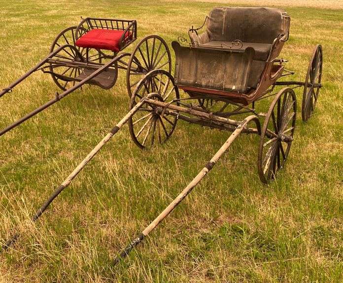 HORSE DRAWN DEMOCRAT BUGGY, APPROX. 8.5'X5'X5' Wild Rose Auction Services