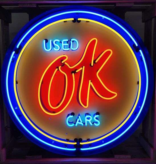 Used OK Cars Neon Sign W. Yoder Auction