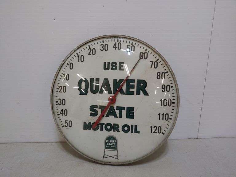 Quaker State Motor Oil Thermometer W. Yoder Auction