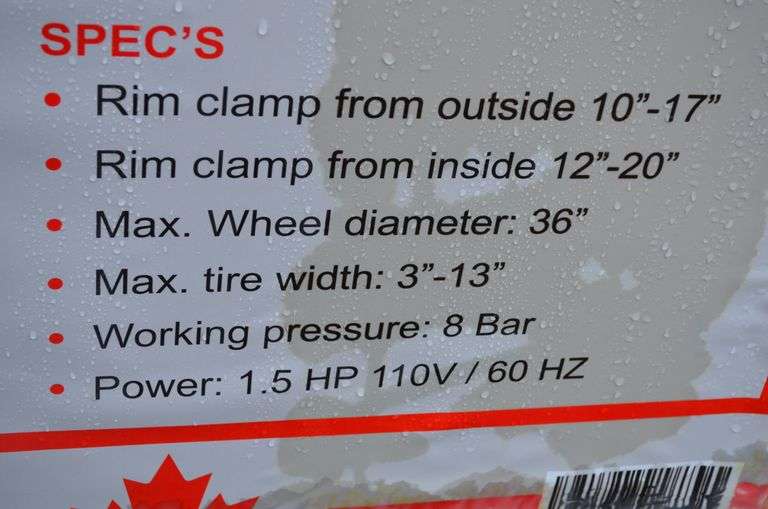 Heavy Duty 1.5HP Swing Arm Tire Changer Yorkton Auction Centre