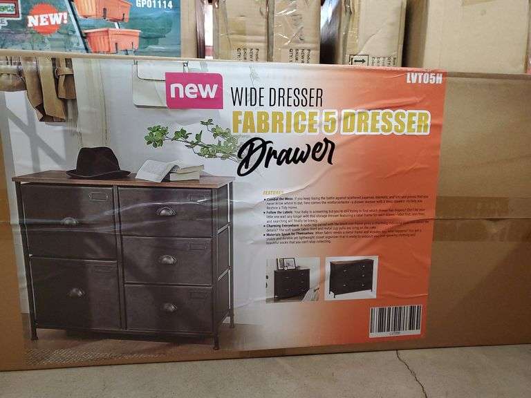 Wide 5 Drawer Fabric Dresser Yorkton Auction Centre