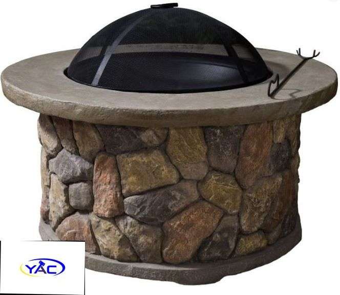 NATURAL STONE ROUND FIBERGLASS FIRE PIT HR22805 Yorkton Auction Centre