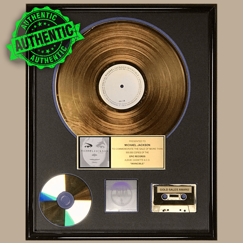 Michael Jackson RIAA gold award “INVINCIBLE” Memorabilia Catalogue