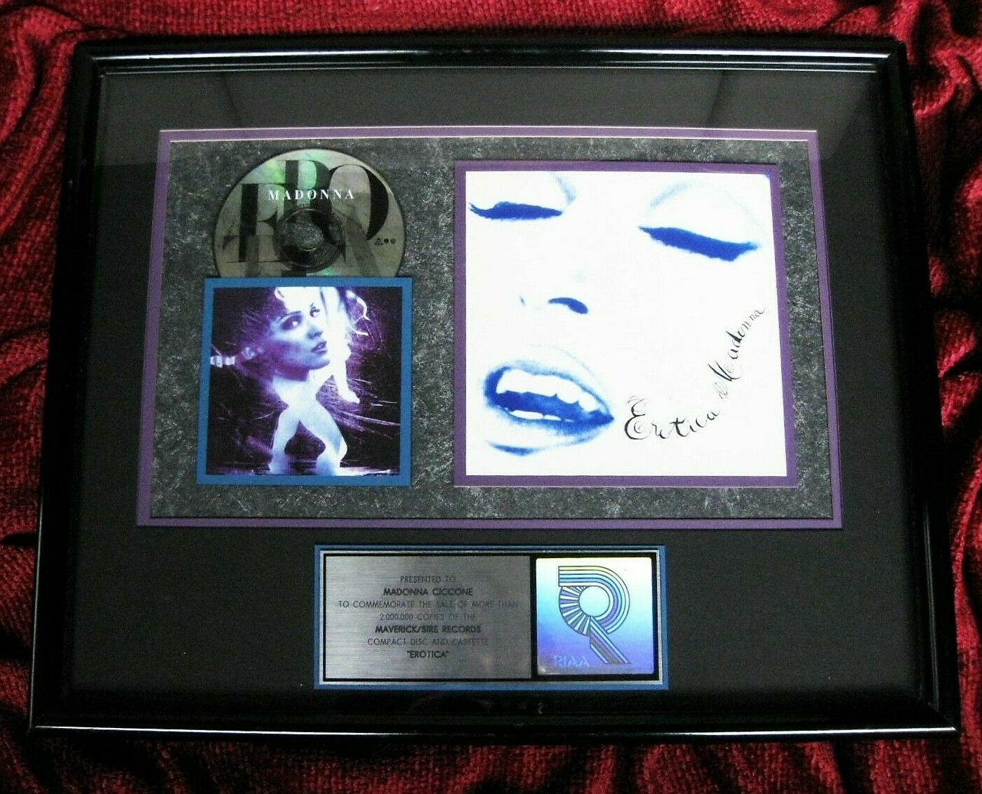 Madonna RIAA award EROTICA Memorabilia Catalogue