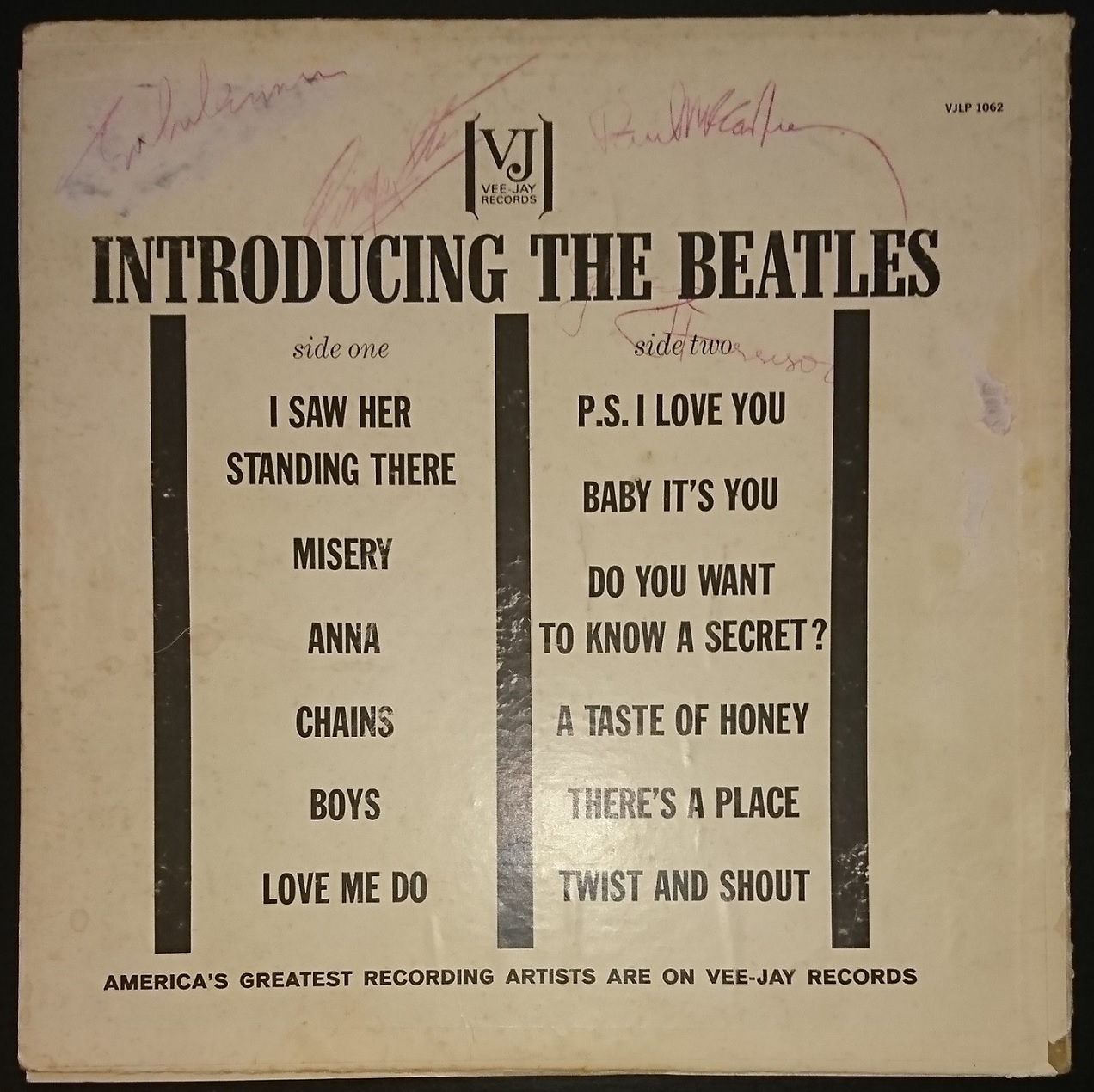 The Beatles signed “INTRODUCING” record Memorabilia Catalogue
