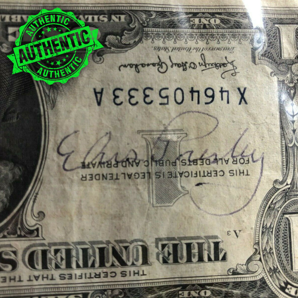 Elvis Presley Signed Silver One Dollar 1 Bill Memorabilia Catalogue