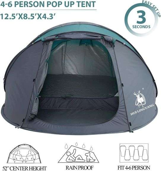 6 Person Easy Pop Up Tent,12.5’X8.5’X53.5'', Automatic Setup
