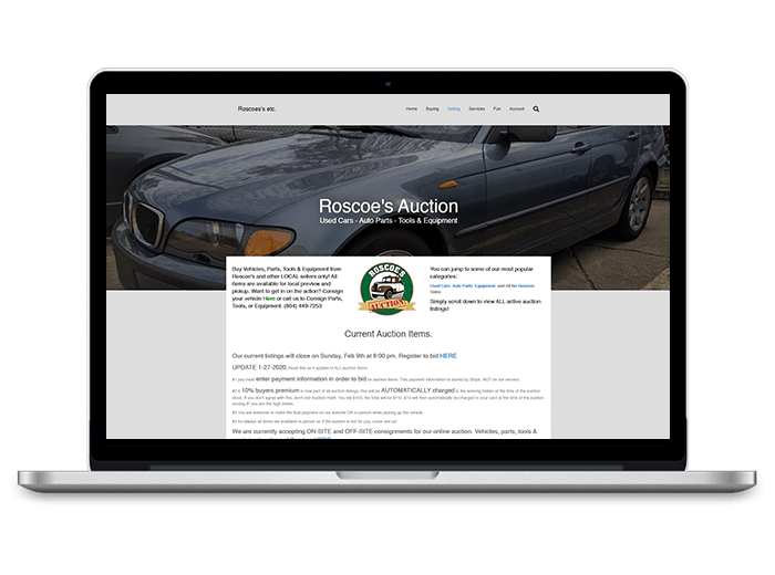 Vehicles & Auto Parts Auction Roscoe's etc. Ultimate Auction Pro