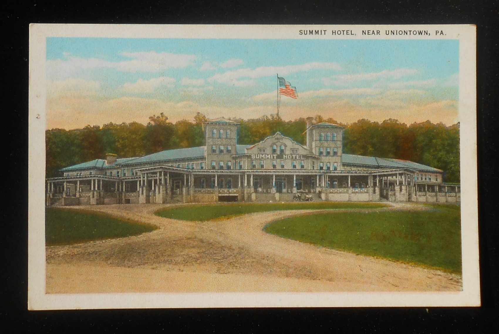 1920s Summit Hotel Antique Car Uniontown PA Fayette Co Postcard