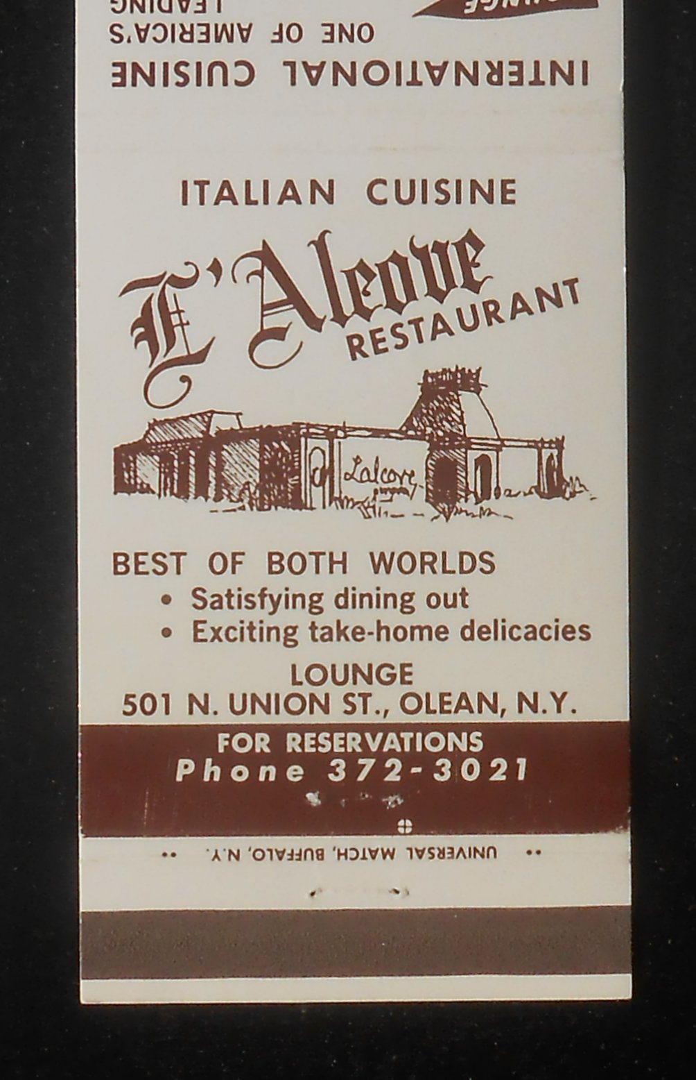 1960s The Castle Lounge Restaurant L'Aleove Restaurant Italian Lounge