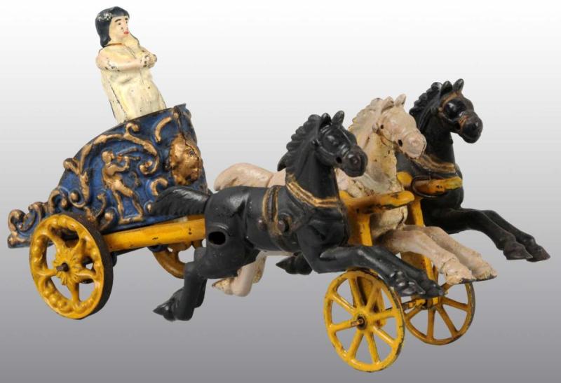 Lot Detail CAST IRON HUBLEY THREE HORSEDRAWN CHARIOT TOY.