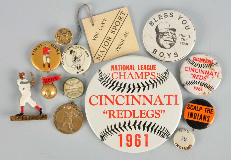 Lot Detail LOT OF 13 VINTAGE BASEBALL PINS & BUTTONS.