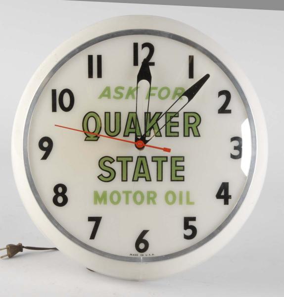Lot Detail QUAKER STATE MOTOR OIL ELECTRIC ADVERTISING CLOCK