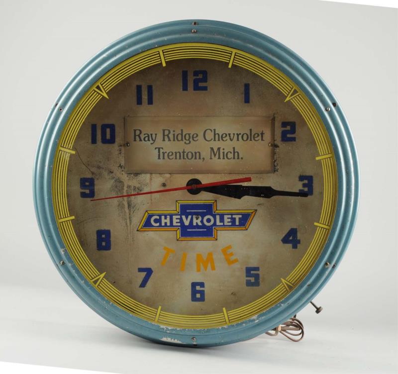 Lot Detail CHEVROLET TIME NEON CLOCK.