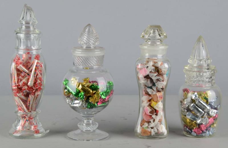 Lot Detail LOT OF 4 GLASS COUNTERTOP CANDY DISPLAY JARS