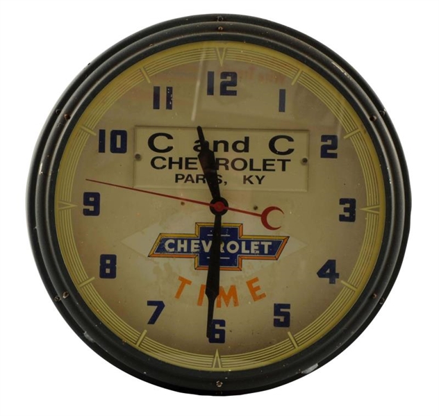 Lot Detail ORIGINAL CHEVROLET TIME NEON CLOCK.