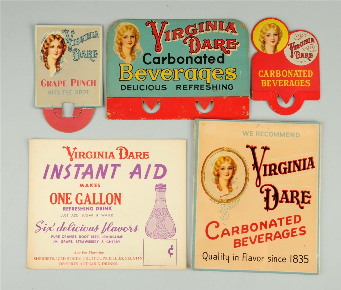 Lot Detail LOT OF 5 VIRGINIA DARE BEVERAGES SIGNS.