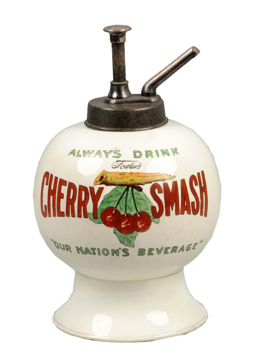 Lot Detail CHERRY SMASH CERAMIC SYRUP DISPENSER & PUMP.