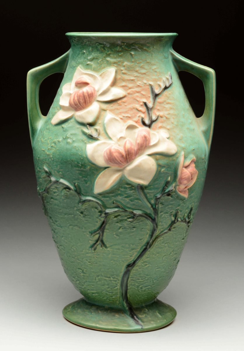 Lot Detail LARGE ROSEVILLE POTTERY DOUBLE HANDLED VASE.