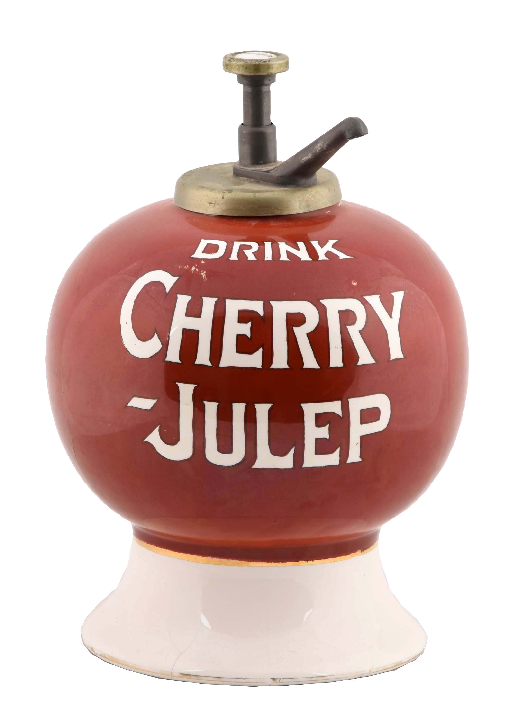 Lot Detail CHERRY JULEP CERAMIC SYRUP DISPENSER.