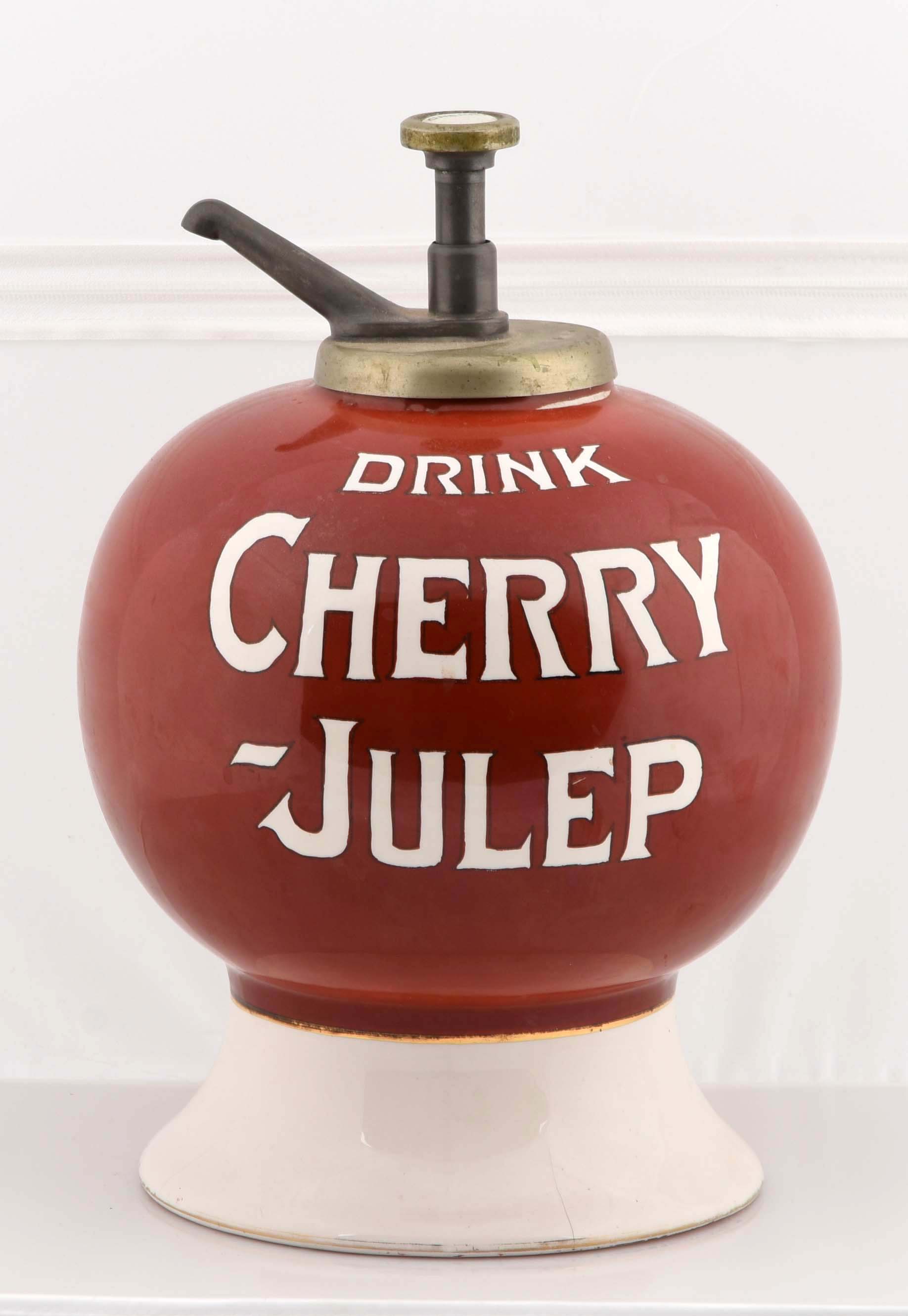 Lot Detail CHERRY JULEP CERAMIC SYRUP DISPENSER.
