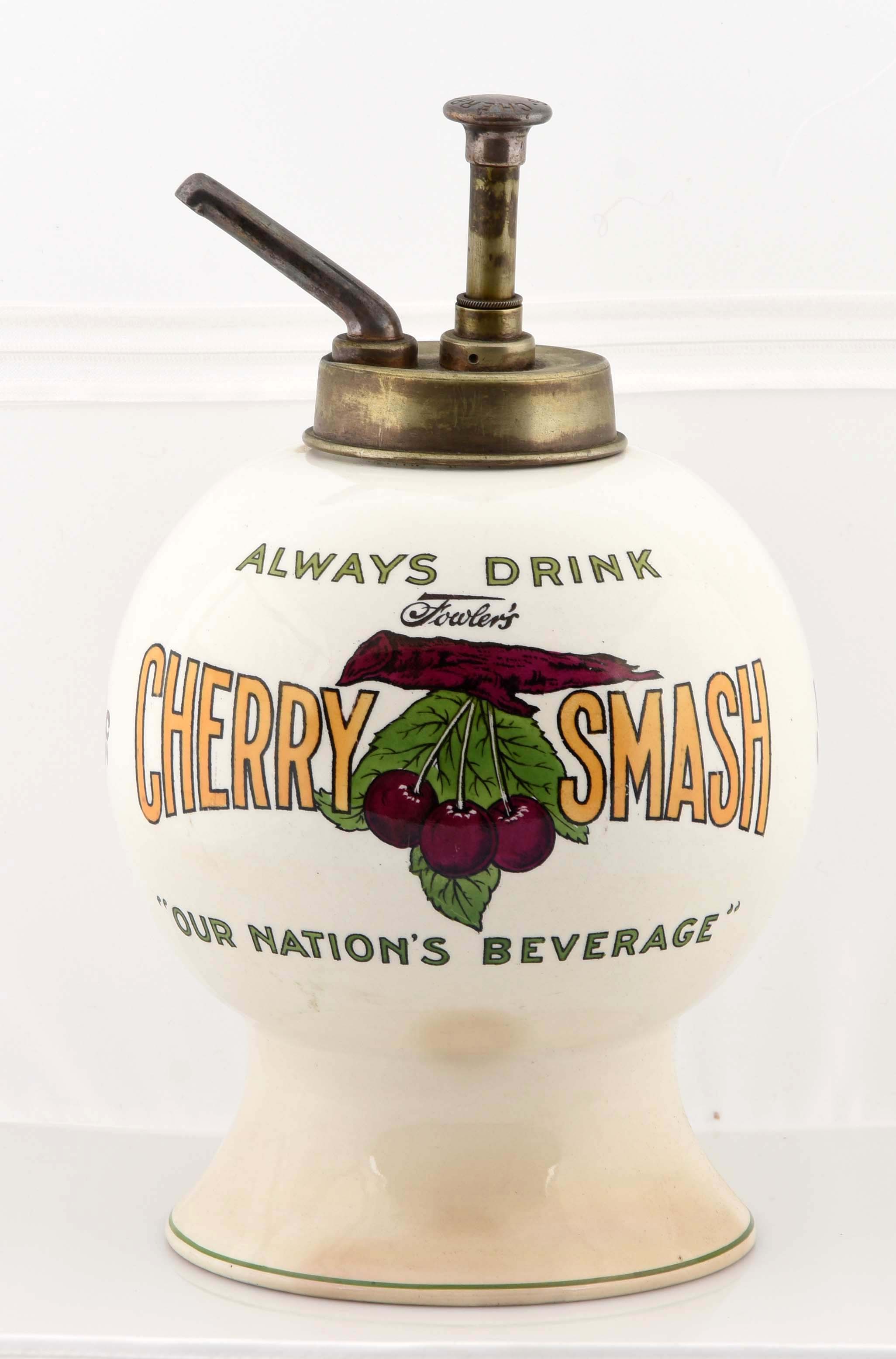 Lot Detail FOWLERS CHERRY SMASH SYRUP DISPENSER.
