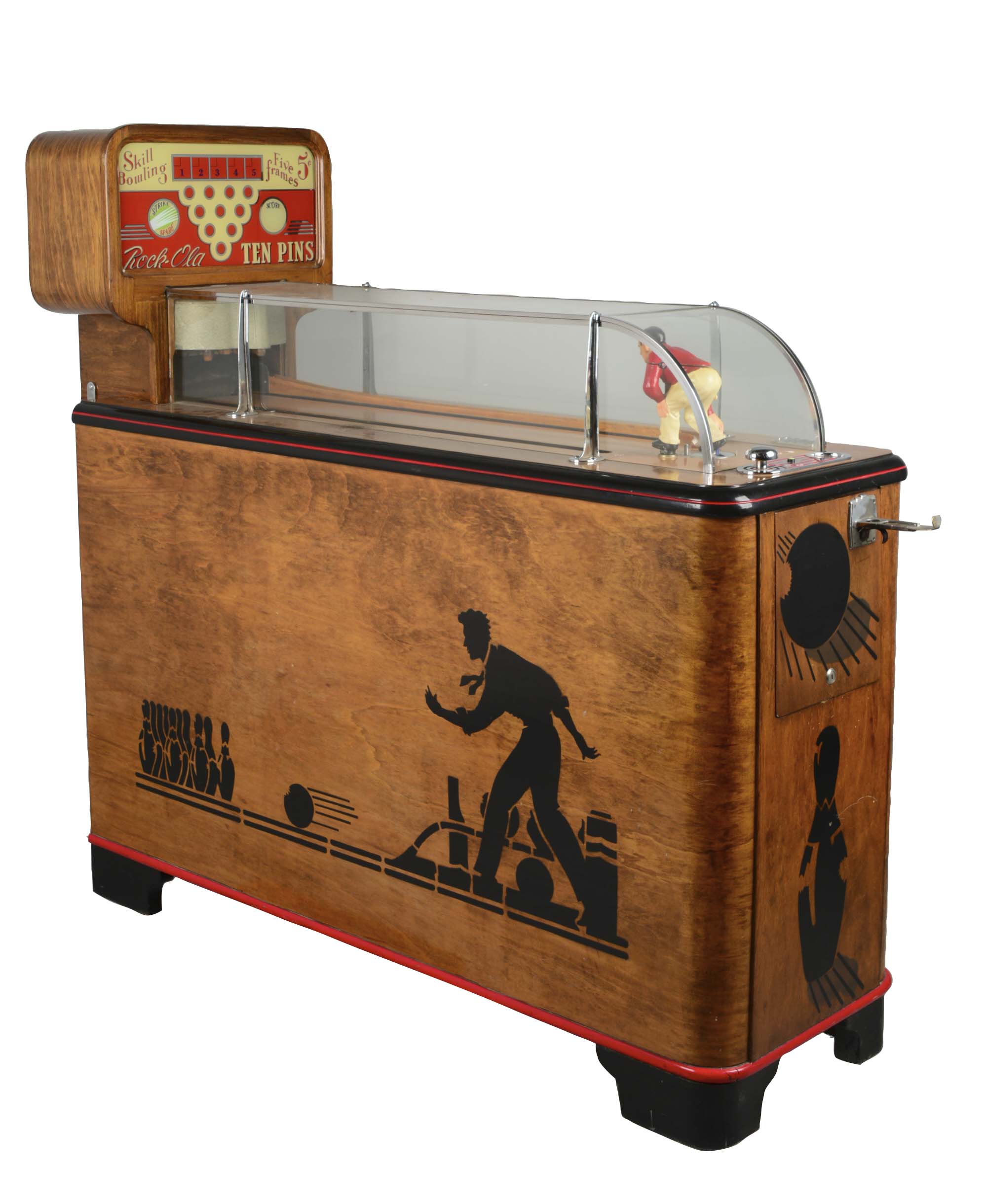 Lot Detail 5¢ RockOla Ten Pins Bowling Floor Model Arcade Game