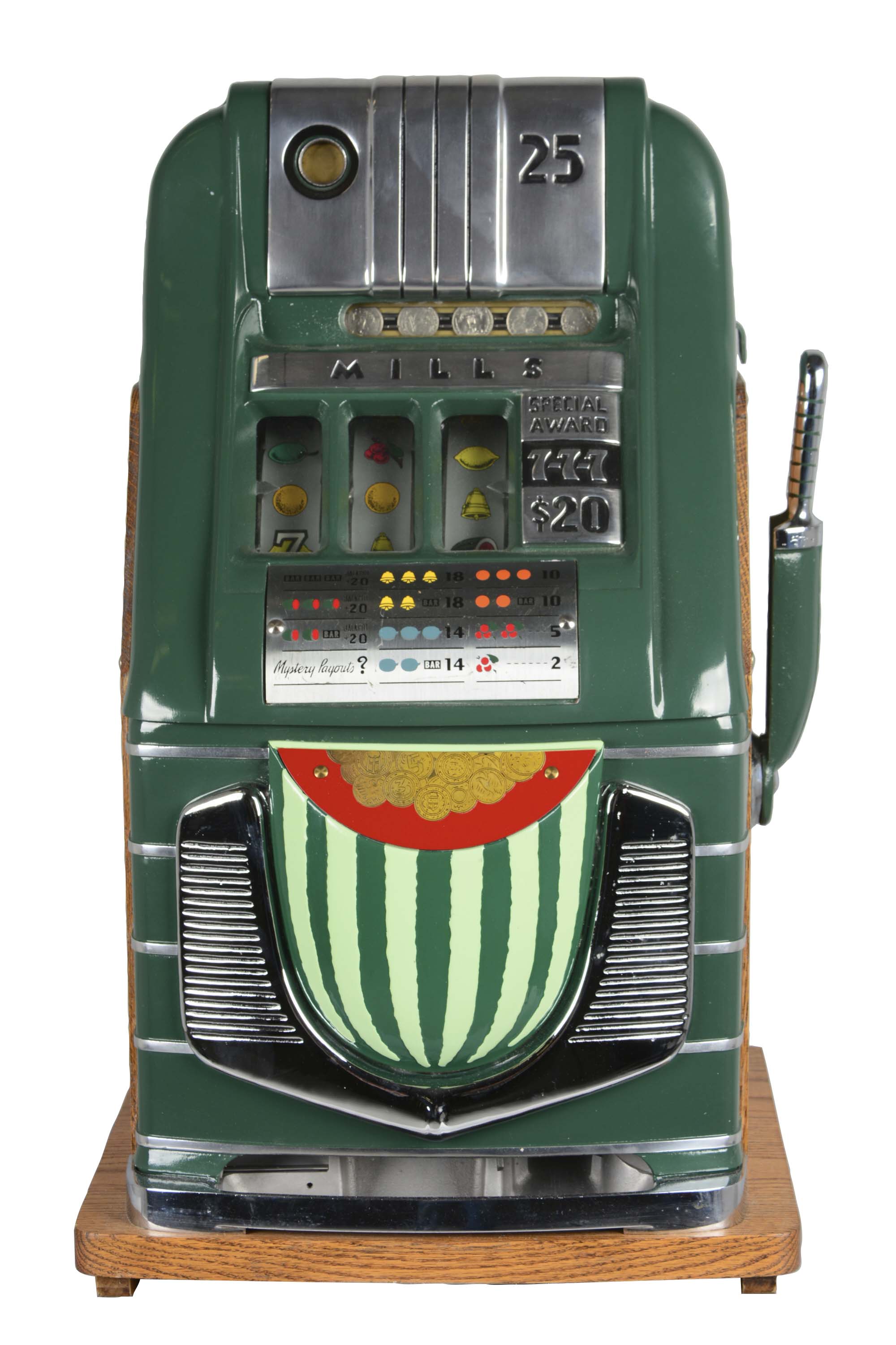 Lot Detail **25¢ MILLS "MELON BELL" ESCALATOR BELL SLOT MACHINE