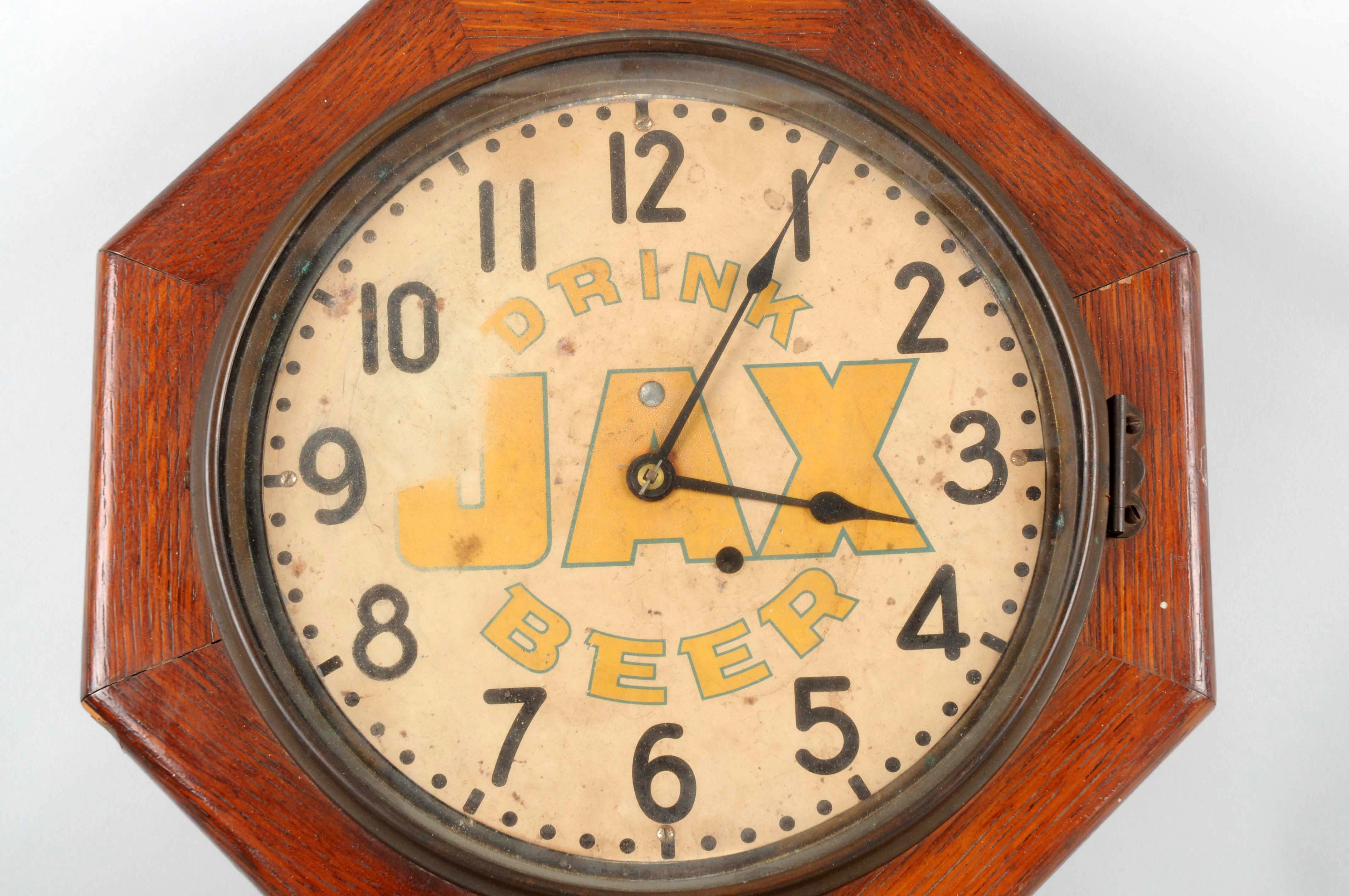 Lot Detail EARLY JAX BEER ADVERTISING CLOCK.
