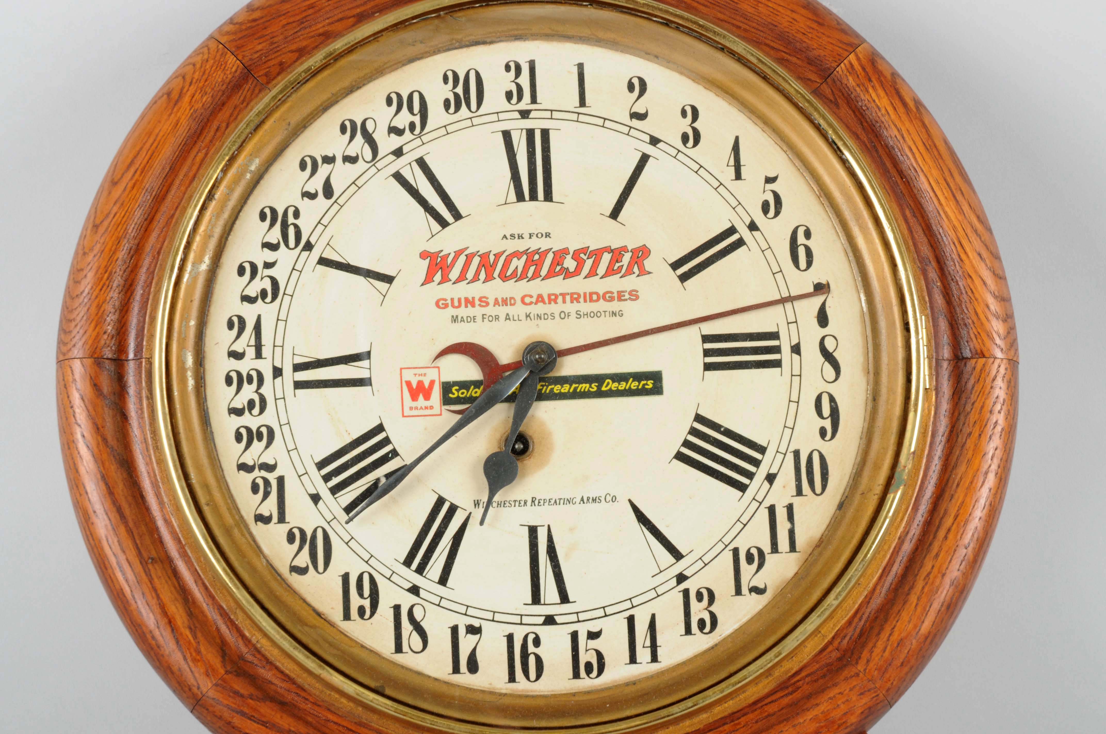 Lot Detail WINCHESTER REPEATING ARMS ADVERTISING REGULATOR CLOCK.