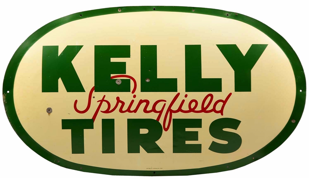 Lot Detail KELLY SPRINGFIELD TIRES OVAL EMBOSSED TIN SIGN.