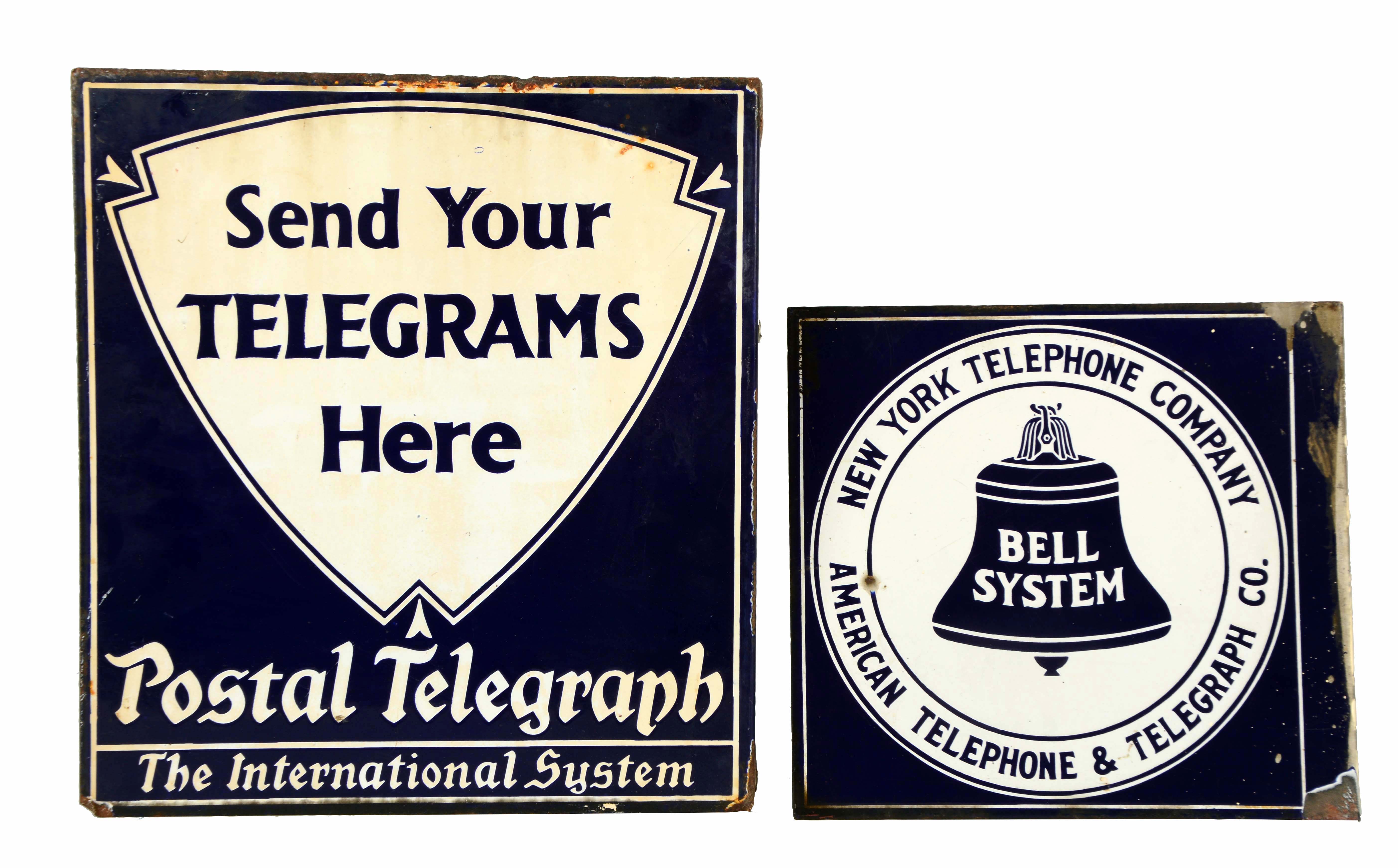 Lot Detail LOT OF 2 POSTAL TELEGRAPH & NEW YORK TELEPHONE PORCELAIN