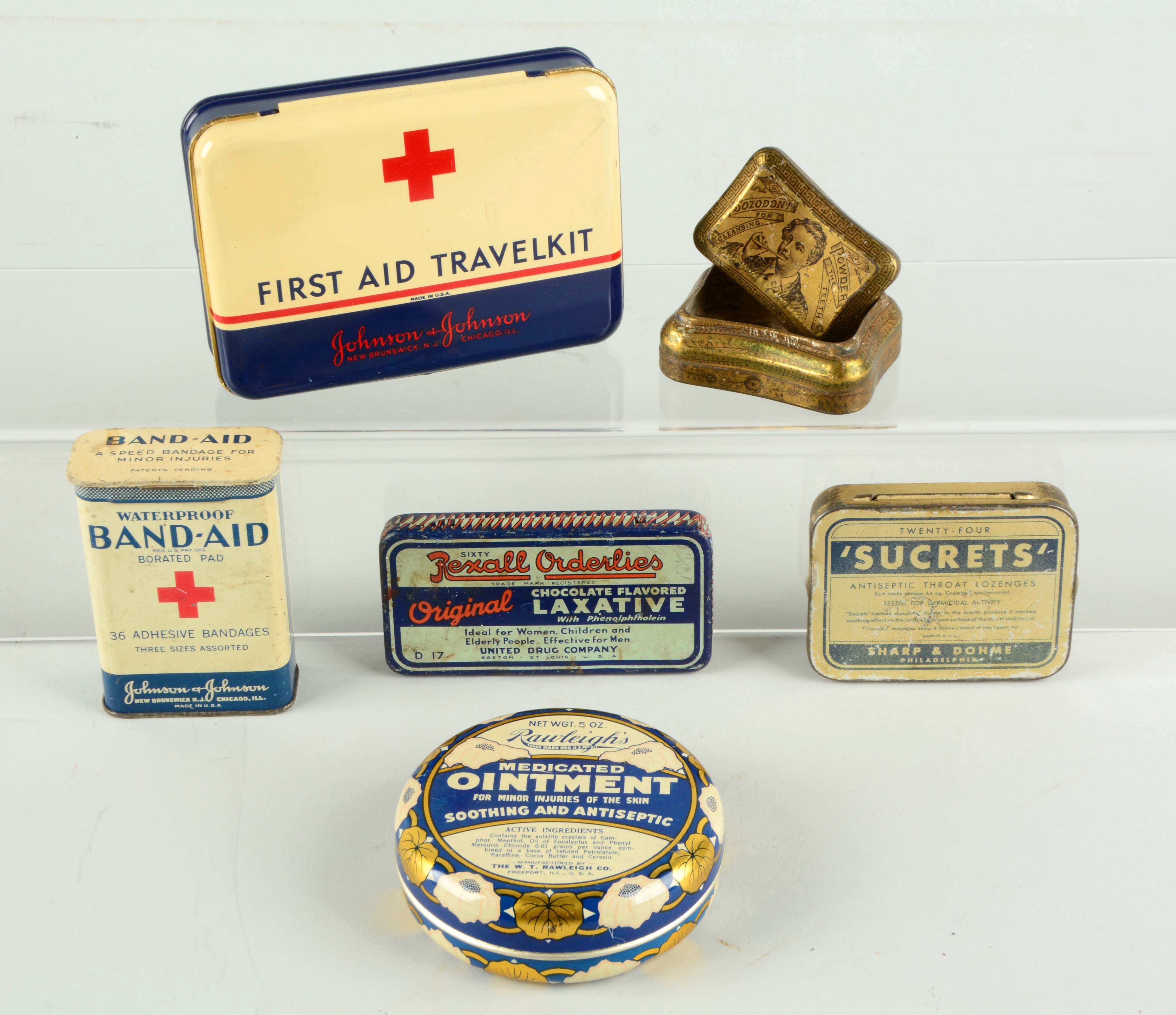 Lot Detail LOT OF 10 ASSORTED MEDICAL TINS.