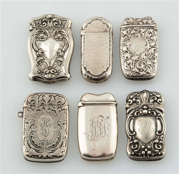 Lot Detail LOT OF 6 VINTAGE STERLING SILVER MATCH SAFES.