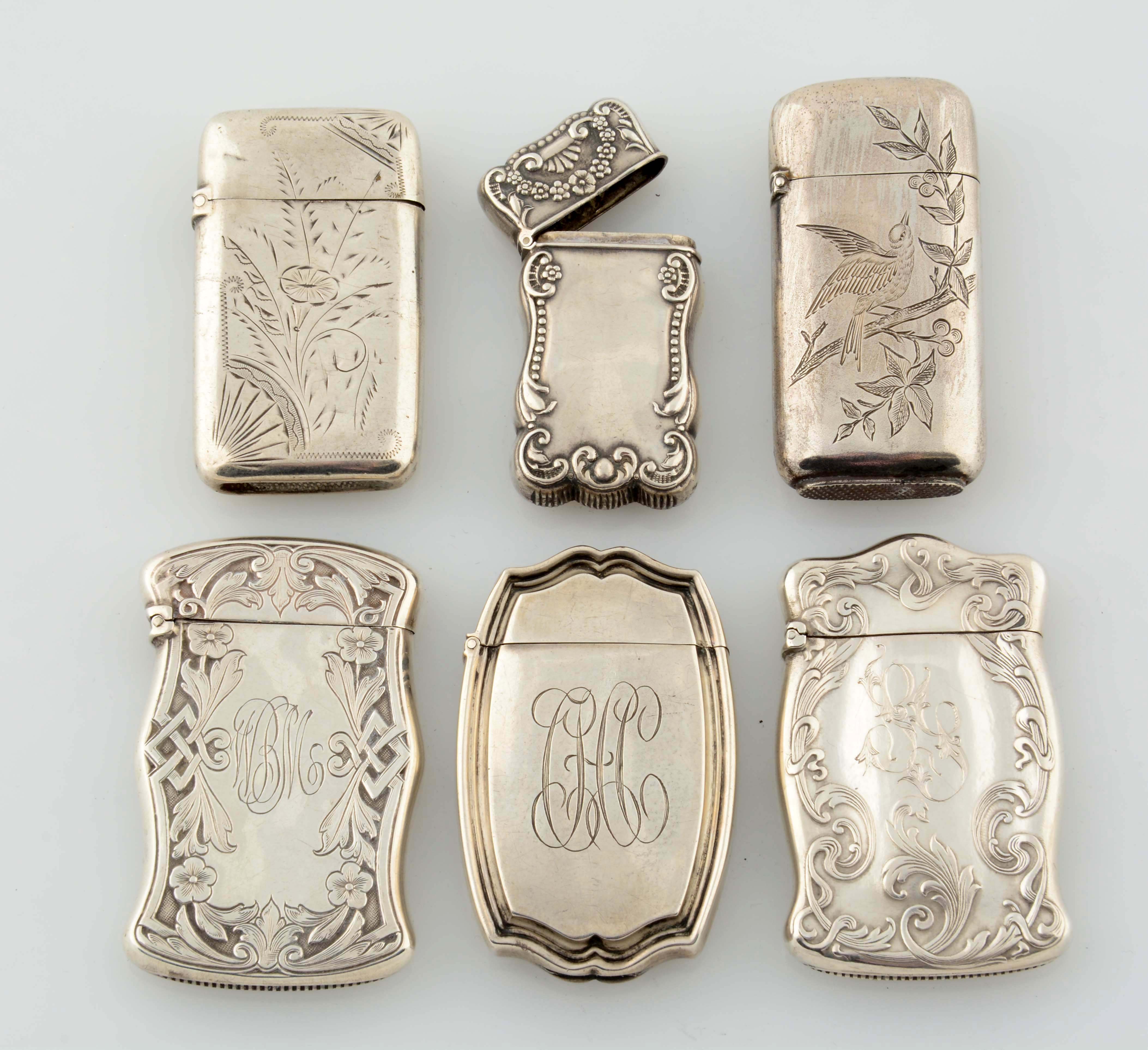 Lot Detail LOT OF 6 VINTAGE STERLING SILVER MATCH SAFES.
