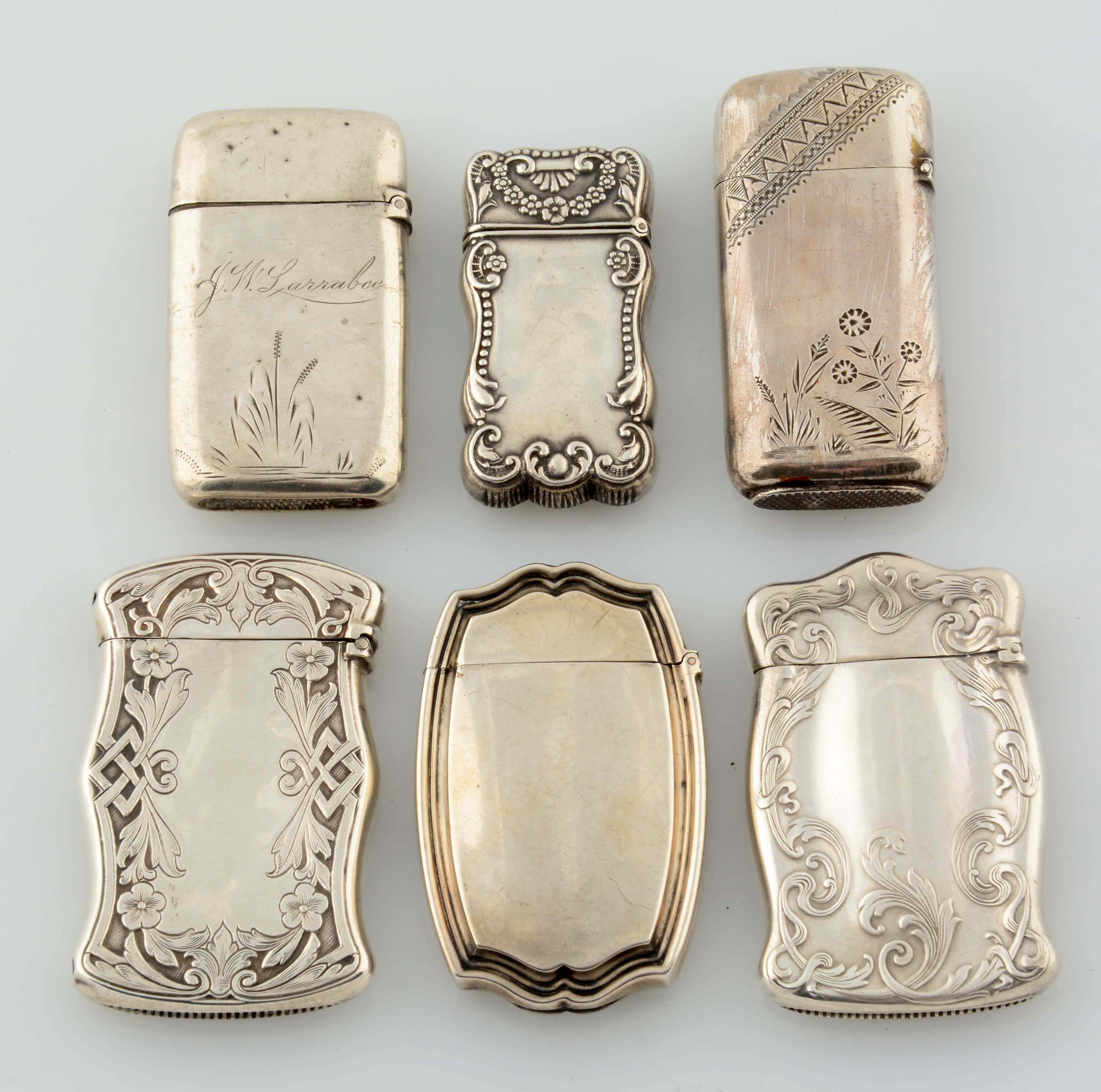 Lot Detail Lot Of 6 Vintage Sterling Silver Match Safes.