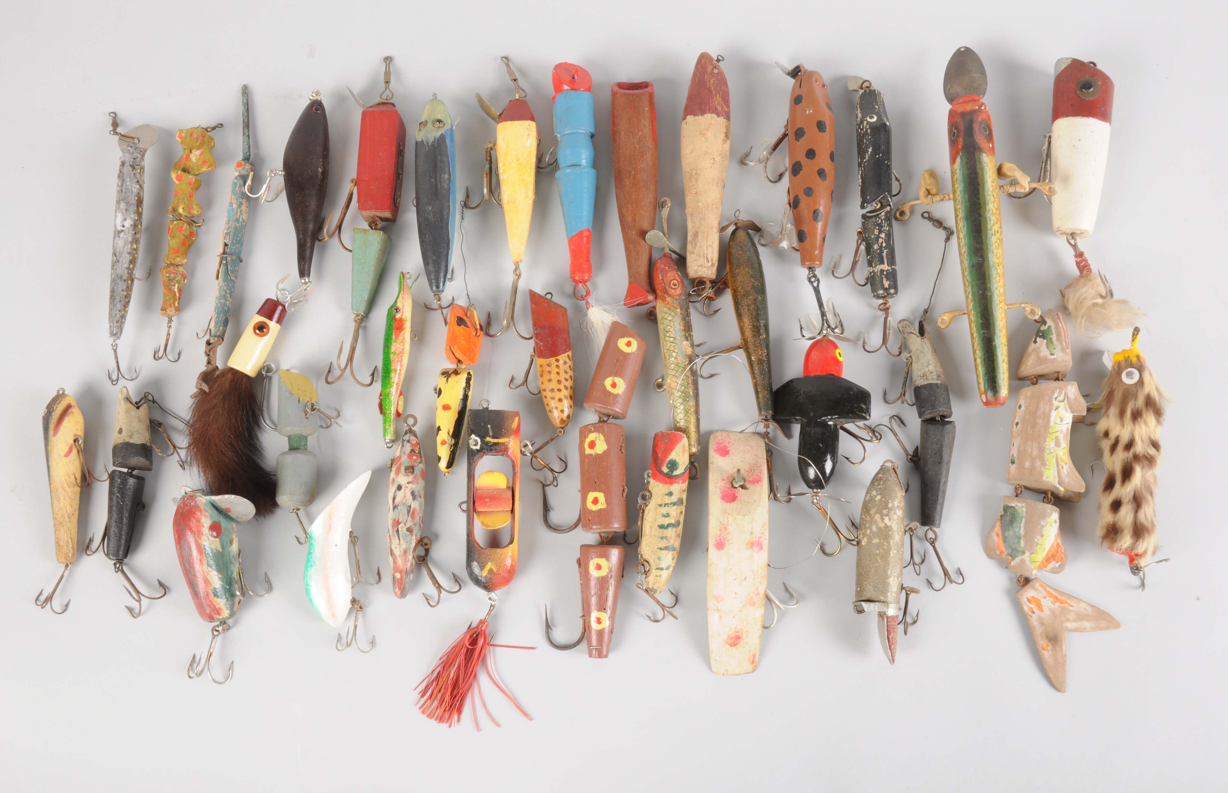 Lot Detail LOT OF 35 HAND CRAFTED FISHING LURES.