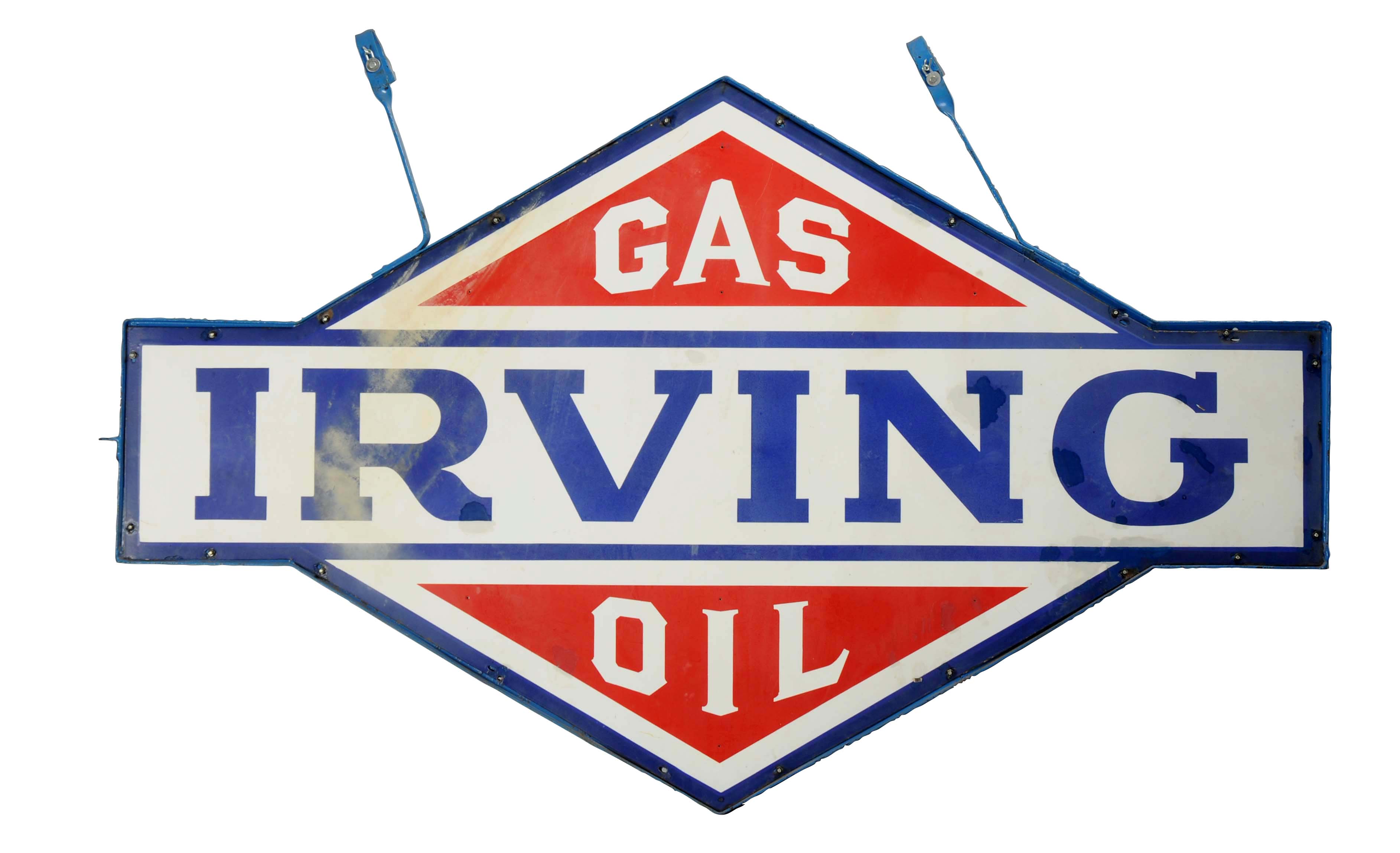 Lot Detail IRVING GAS OIL DIECUT IDENTIFICATION PORCELAIN SIGN.