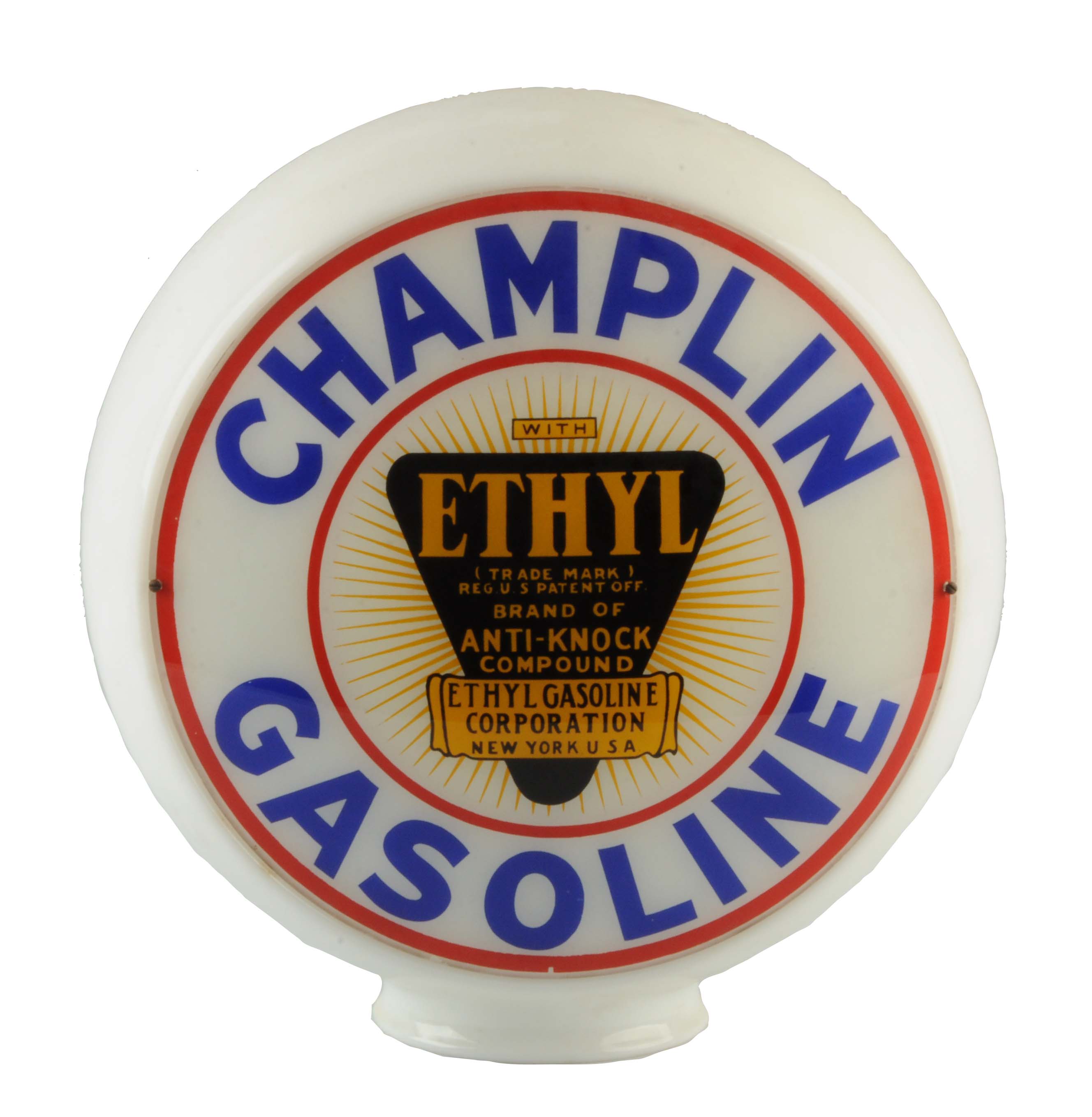 Lot Detail CHAMPLIN GASOLINE WITH ETHYL LOGO 131/2" GLOBE LENSES.
