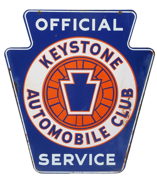 Lot Detail KEYSTONE AUTO CLUB OFFICIAL SERVICE DIECUT PORCELAIN SIGN.