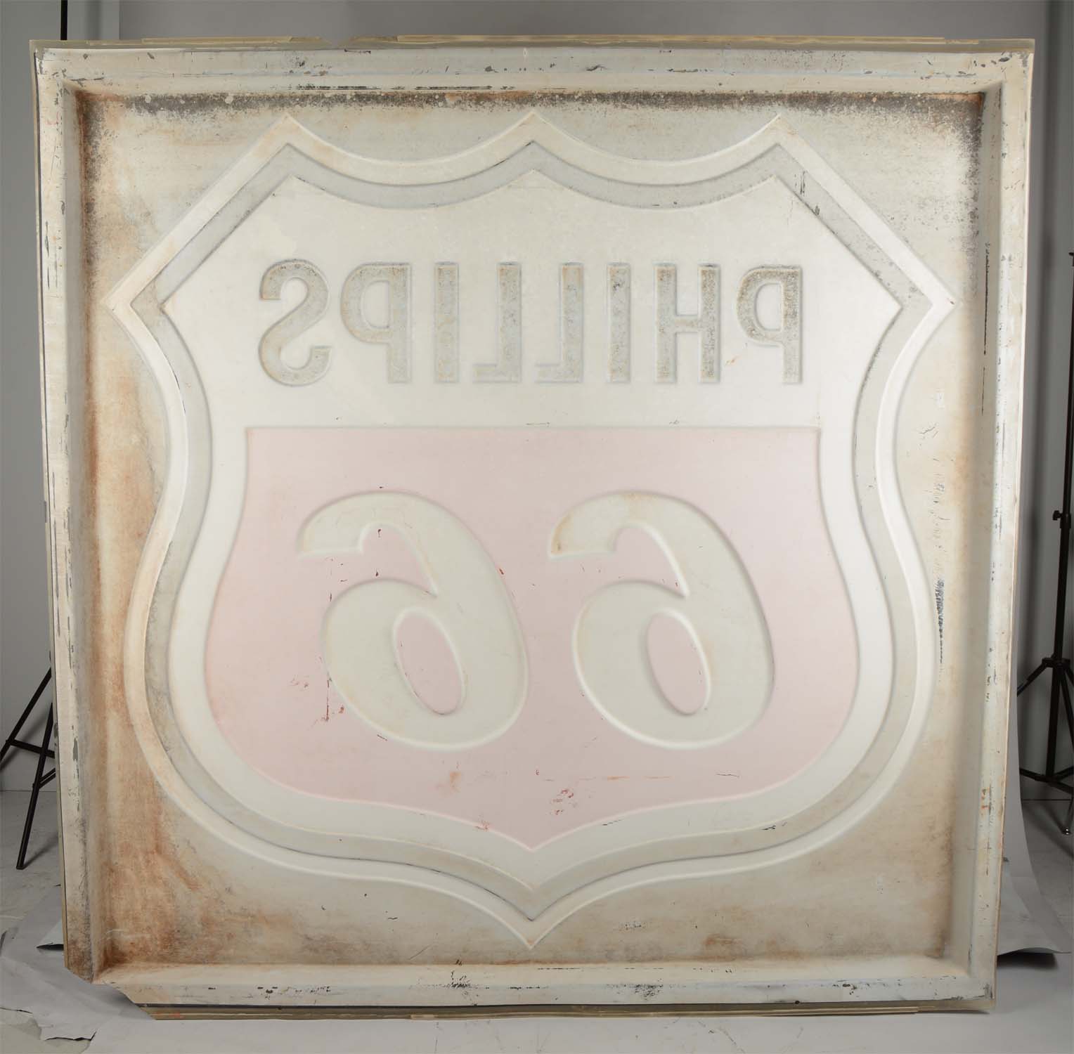 Lot Detail LARGE PHILLIPS 66 EMBOSSED PLASTIC GAS STATION SIGN.