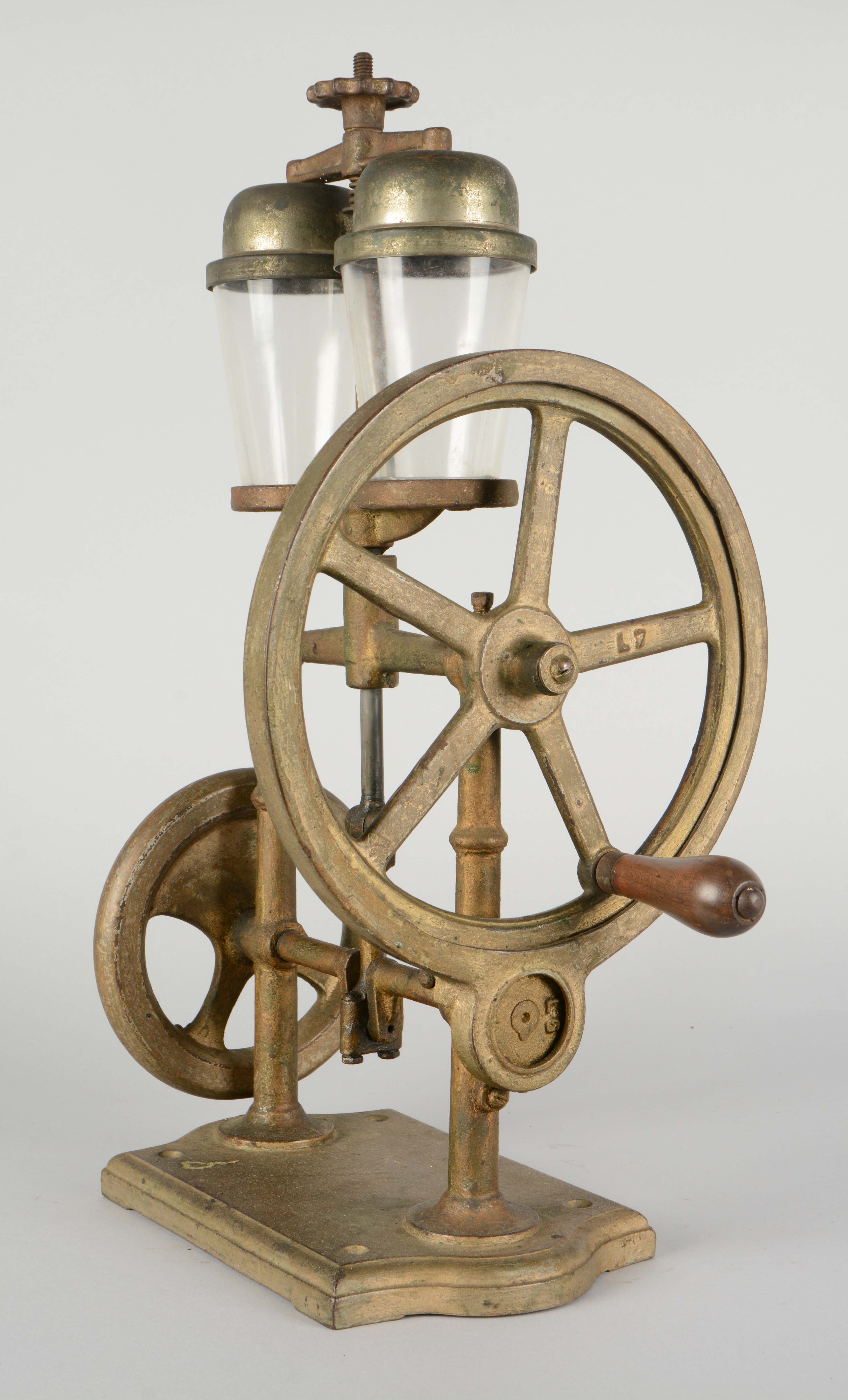 Lot Detail ANTIQUE MILK SHAKE MACHINE WITH TWO GLASS CUPS.