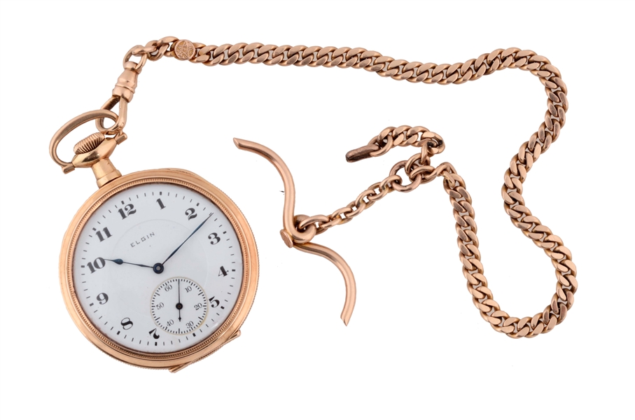 Lot Detail ELGIN YELLOW GOLD 14K POCKET WATCH AND CHAIN.